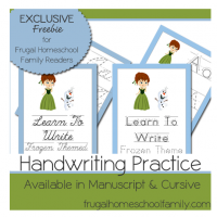 FREE Frozen-themed Handwriting Practice Printables